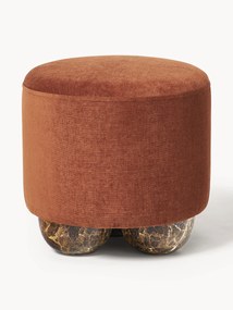 Upholstered Stool Lino with Marble Effect Ball Feet