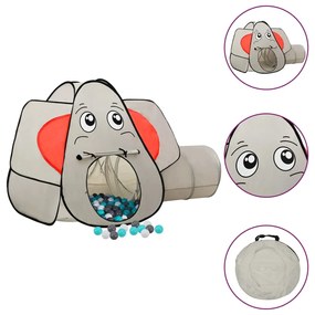 3107740 vidaXL Tenda de brincar elefante com 250 bolas 174x86x101 cm cinzento