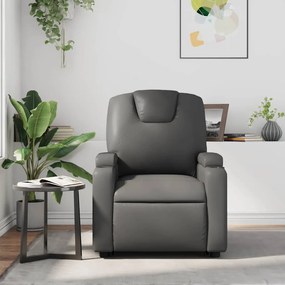 Poltrona de massagens reclinável couro artificial cinzento
