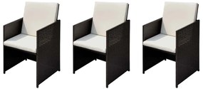 vidaXL Cadeiras de jardim 3 pcs Castanho 56 x 52 x 87 cm