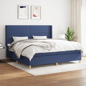 vidaXL Cama com molas/colchão 200x200 cm tecido azul