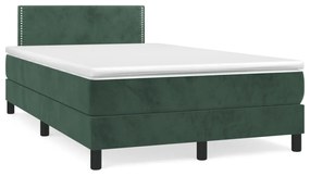 vidaXL Cama boxspring com colchão 120x190 cm veludo verde-escuro