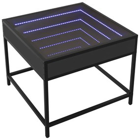 Mesa de centro c/ luzes LED Infinity 50x50x41 cm preto
