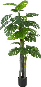 Árvore artificial, planta artificial Monstera, altura 1,5 m, tronco, ramos, líquen, folhas em forma de tartaruga, muito realista, vaso incluído