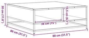 Mesa de centro 80x80x30 cm deriv. madeira/metal cinzento sonoma