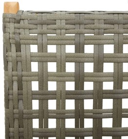Cadeiras jardim reclináveis 4 pcs vime PE/madeira maciça cinza