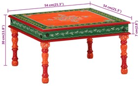 Mesa de centro pintada à mão mangueira maciça laranja