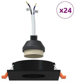 Luminárias Embutidas 24 pcs Quadrado GU10 Preto 91x91 mm