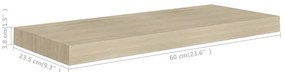 Prateleiras parede suspensas 4 pcs 60x23,5x3,8 cm MDF carvalho