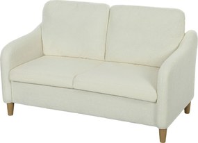 Sofá de 2 lugares, sofá de sala em tecido bouclé com almofadas incluídas, assento almofadado, 137 x 69 x 82 cm, creme