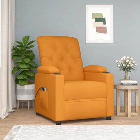 vidaXL Poltrona elétrica de massagens tecido amarelo-escuro