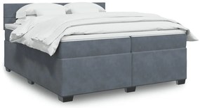 Cama com molas/colchão 200x200 cm veludo cinzento-escuro