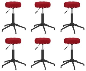 vidaXL Cadeiras de jantar giratórias 6 pcs veludo vermelho tinto