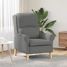 Poltrona Ergonómica Cinza Escura Tecido e Madeira Padrão Ergonómica