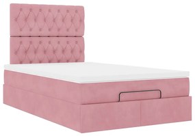 Estrutura de cama otomana com colchões 120x200 cm veludo rosa