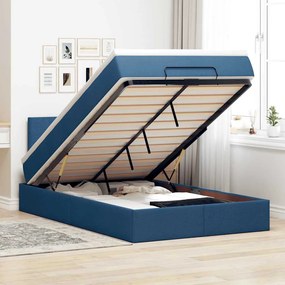 vidaXL Estrutura de cama otomana com colchão 120x190 cm tecido azul