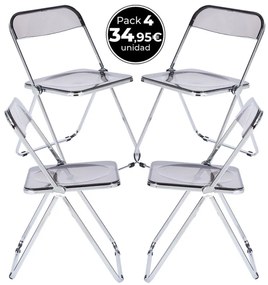 Pack 4 Cadeiras Tamy - Transparente Defumado