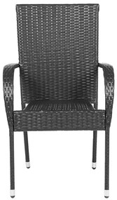 Cadeiras de exterior empilháveis 4 pcs vime PE preto