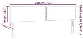 Cabeceira de cama c/luzes LED tecido 200x5x78/88 cm cinza-claro