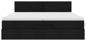 Estrutura de cama otomana com colchão 200x200 cm tecido preto