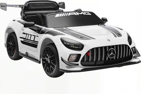 AIYAPLAY Carro Elétrico para Crianças Mercedes-AMG GT3 Evo12V com Controlo Remoto 2,4G e Motor Duplo 115x66x44 cm Branco | Aosom Portugal