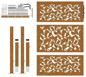 Portão de jardim 105x130 cm design de folha de aço resistente