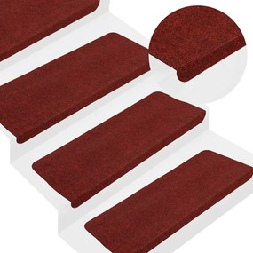 Tapetes de escada adesivos 30 pcs 65x24,5x3,5 cm vermelho