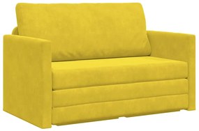 Sofá-Cama de Chão 2 em 1 Amarelo 124x204x61 cm Veludo