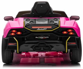 Carro elétrico para Crianças 12V 4x4 Lamborghini Invencible, Rodas Espuma EVA, Assento couro ecológico Rosa