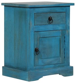 Mesa de cabeceira madeira de mangueira maciça 40x30x50 cm azul