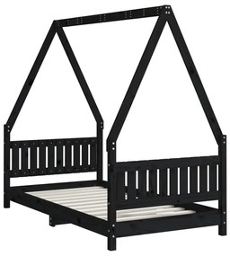 Estrutura de cama infantil 80x160 cm pinho maciço preto