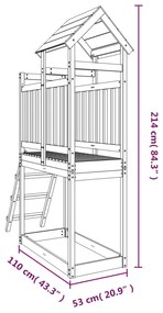 Conjunto de brincar p/ exterior 53x110x214 cm pinho impregnado