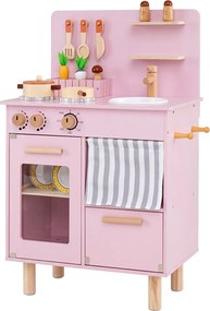 Cozinha de Brincar, 54 x 30,5 x 80,5 cm, com Acessórios Completos, Rosa