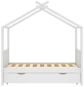 Cama para crianças c/ gaveta 80x160 cm pinho maciço branco