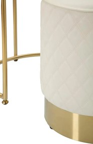 Toucador Alto Sharon com Puff - Madeira e MDF Branco com Detalhes Dour