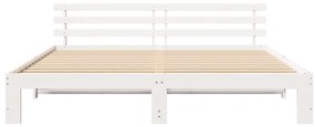 Estrutura de Cama Branca Branca Madeira Sólida 200 x 200 cm