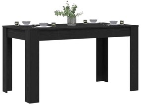 Mesa de Jantar vidaXL Preta de Carvalho 140x74,5x76 cm em Madeira Reco
