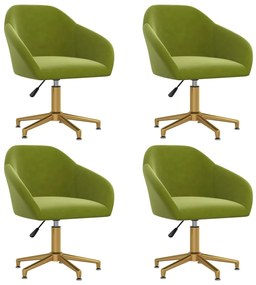 vidaXL Cadeiras de jantar giratórias 4 pcs veludo verde-claro