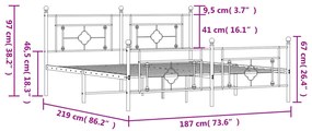 Estrutura de cama com cabeceira e pés 183x213 cm metal branco