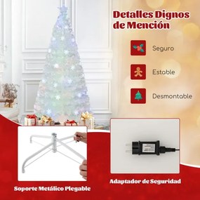 Árvore de Natal artificial de fibra ótica de 180 cm branca pré-iluminada com 230 pontas de ramos Luz das estrelas 36 luzes Branca