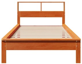 Cama com estante sem colchão 90x200cm pinho maciço castanho-mel