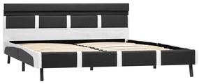 Estrutura de cama com LED 140x200 cm couro artificial cinzento