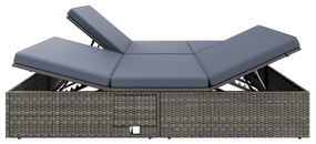 Espreguiçadeira de jardim em polyrattan 200 x 115 x 33 cm Cinza/Antracite