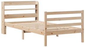 Estrutura de cama com cabeceira 75x190 cm pinho maciço