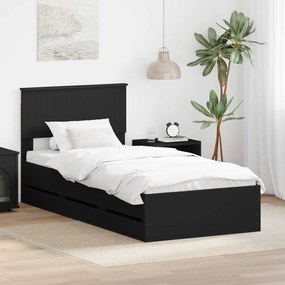 vidaXL Estrutura da Cama Preto 90 x 200 cm Madeira de Engenharia