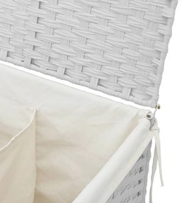 Cesto p/ roupa suja c/ 2 secções 53x35x57 cm vime PE branco