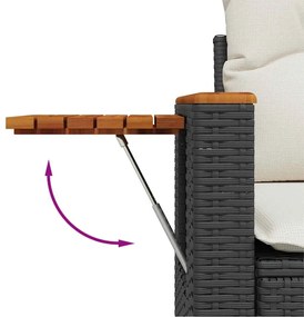 5 pcs conjunto sofás de jardim com almofadões vime PE preto