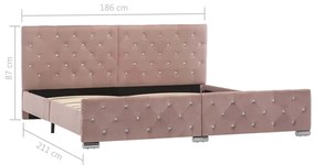 Estrutura de cama 180x200 cm veludo rosa