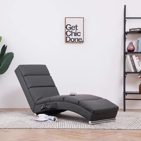281298 vidaXL Chaise longue de massagens couro artificial cinzento