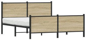 Estrutura de cama sem colchão 140x190 cm metal carvalho sonoma